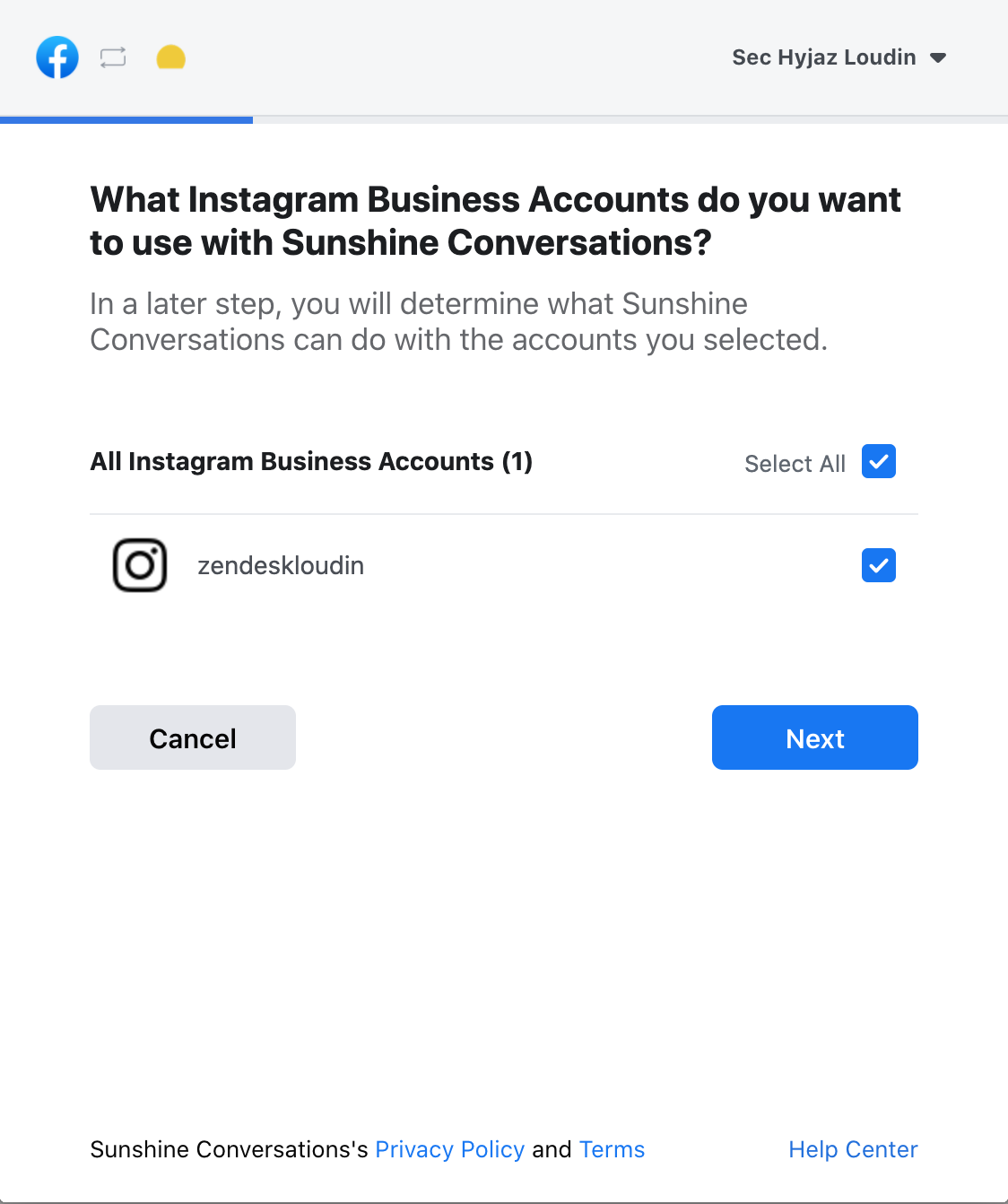 Facebook Instagram OAuth Prompt